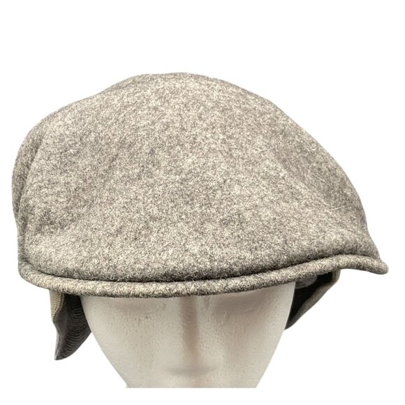 Vintage Kangol Gray Fine Wool Newsboy Cap With Earflaps Cabby Hat - Picture 3 of 8